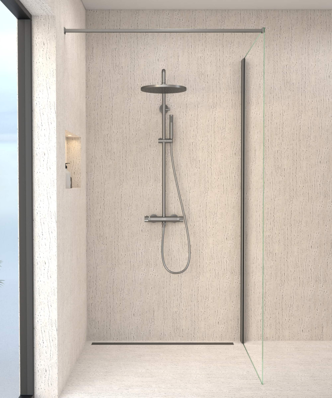 Colonna doccia termostatica tonda Metallo canna di fucile - Corbeau - small