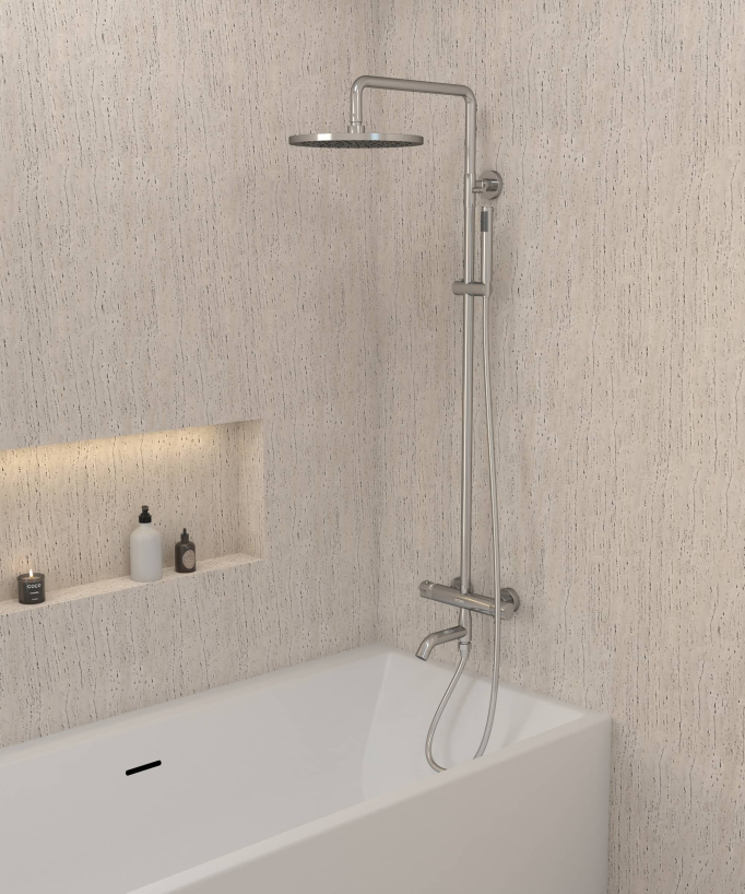 Colonna doccia e vasca termostatica Cromo - Corbeau - small