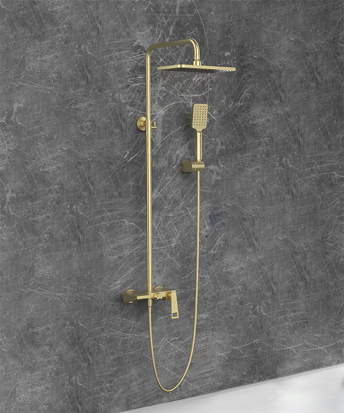 Colonna doccia e vasca moderna - Doré brossé