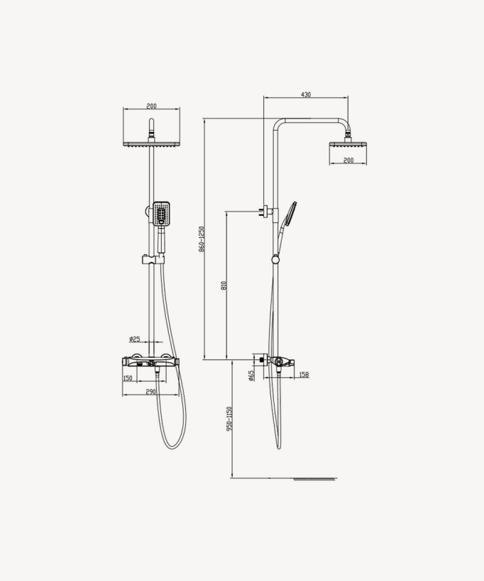 Colonna doccia e vasca termostatica - Doré brossé