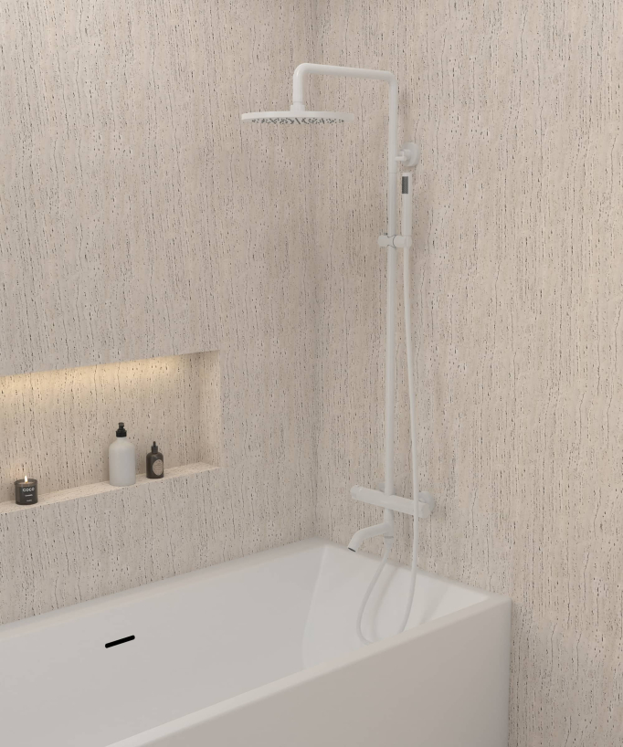 Colonna doccia e vasca termostatica bianca - Corbeau - small