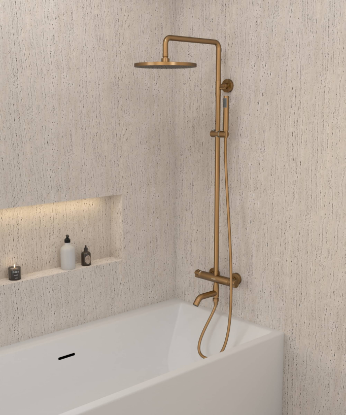 Colonna doccia e vasca termostatica oro rosa - Corbeau - small