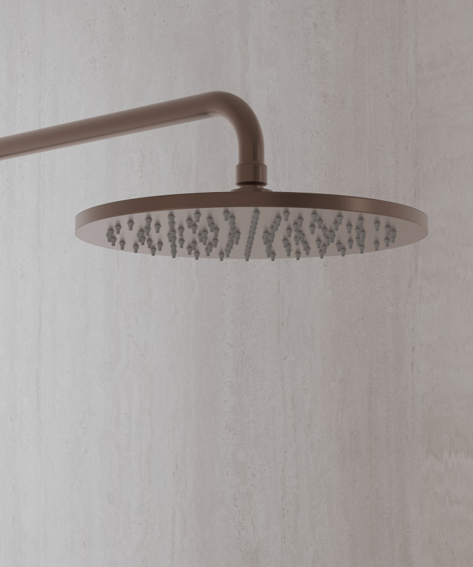 Colonna doccia miscelatore meccanico murale Oro rosa spazzolato - Corbeau