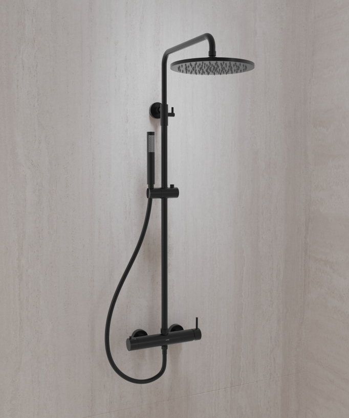 Colonna doccia miscelatore meccanico murale Nero - Corbeau