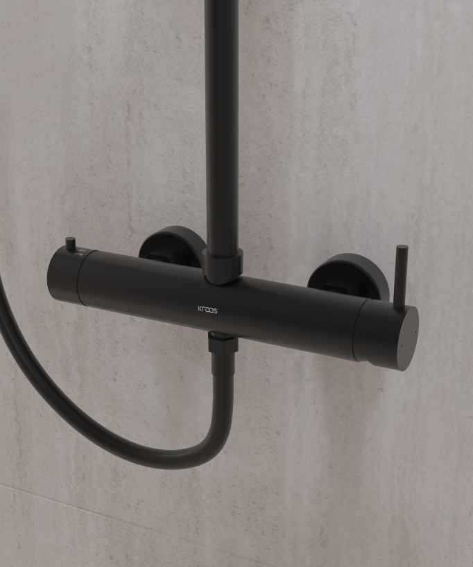 Colonna doccia miscelatore meccanico murale Nero - Corbeau