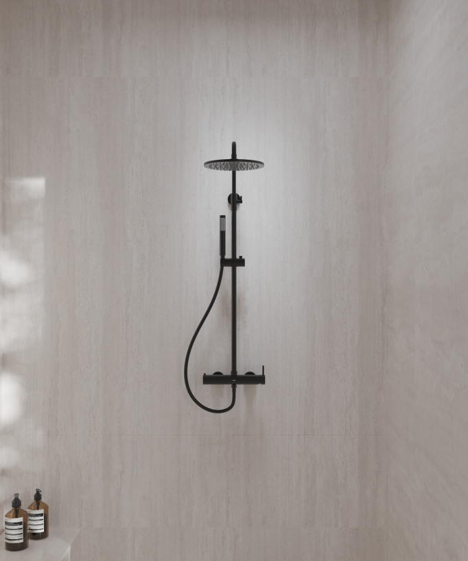 Colonna doccia miscelatore meccanico murale Nero - Corbeau