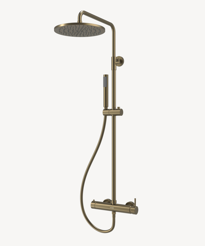 Colonna doccia miscelatore meccanico murale Oro spazzolato - Corbeau