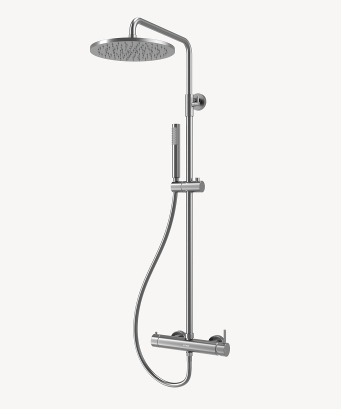 Colonna doccia miscelatore meccanico murale Nickel spazzolato - Corbeau