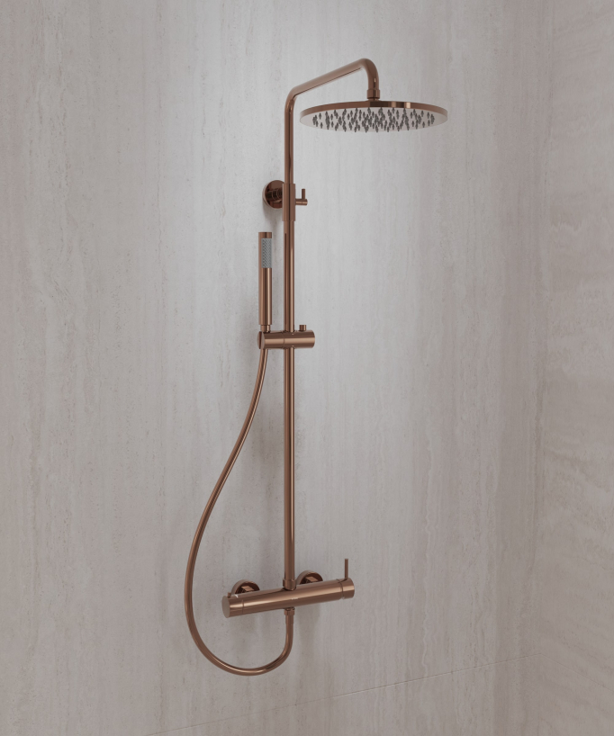 Colonna doccia miscelatore meccanico murale Oro rosa - Corbeau