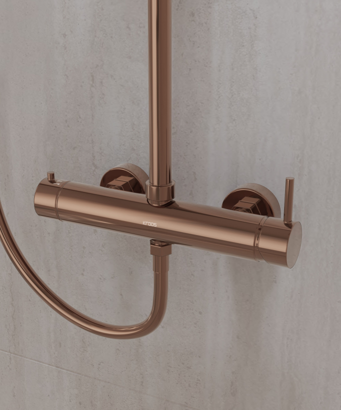 Colonna doccia miscelatore meccanico murale Oro rosa - Corbeau