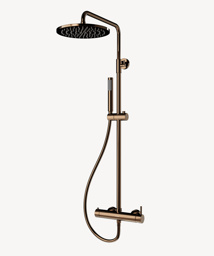 Colonna doccia miscelatore meccanico murale Oro rosa - Corbeau