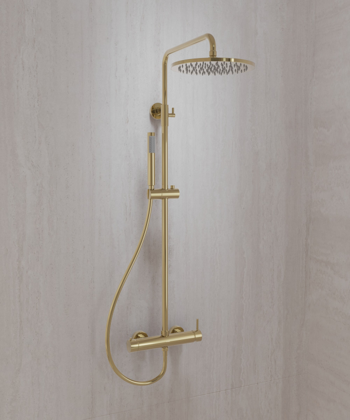 Colonna doccia miscelatore meccanico murale Oro - Corbeau