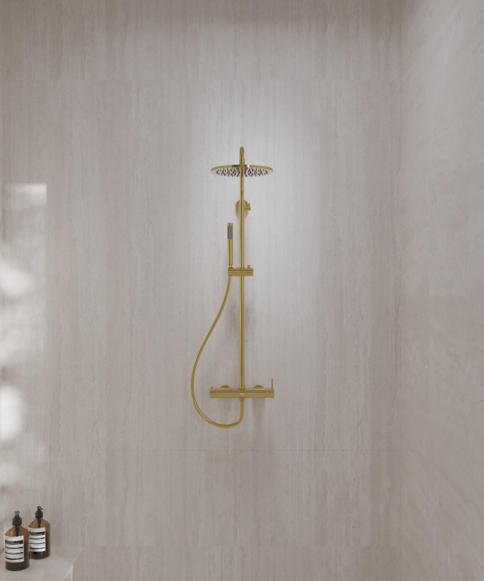 Colonna doccia miscelatore meccanico murale Oro - Corbeau