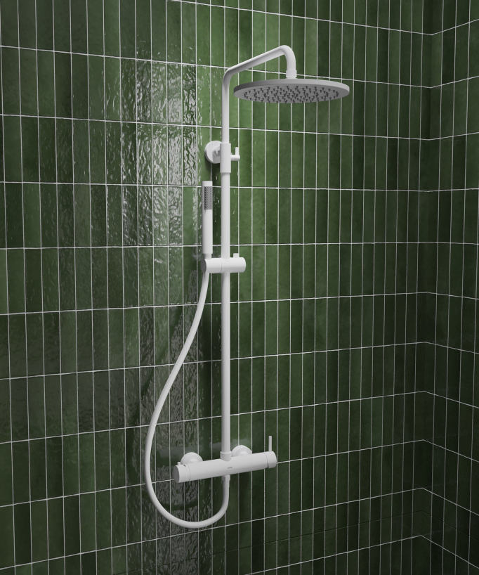 Colonna doccia miscelatore meccanico murale Bianco - Corbeau