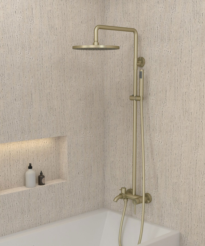 Colonna doccia e vasca in oro spazzolato - Corbeau - small