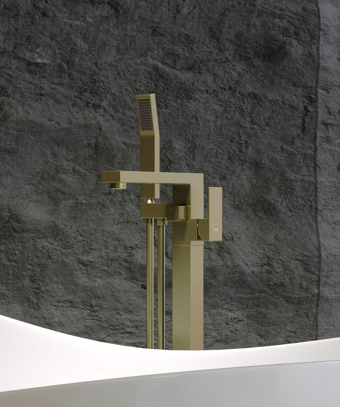 Miscelatore per vasca-doccia monocolonna Dorato spazzolato - Sirius