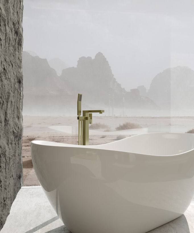 Miscelatore per vasca-doccia monocolonna Dorato spazzolato - Sirius