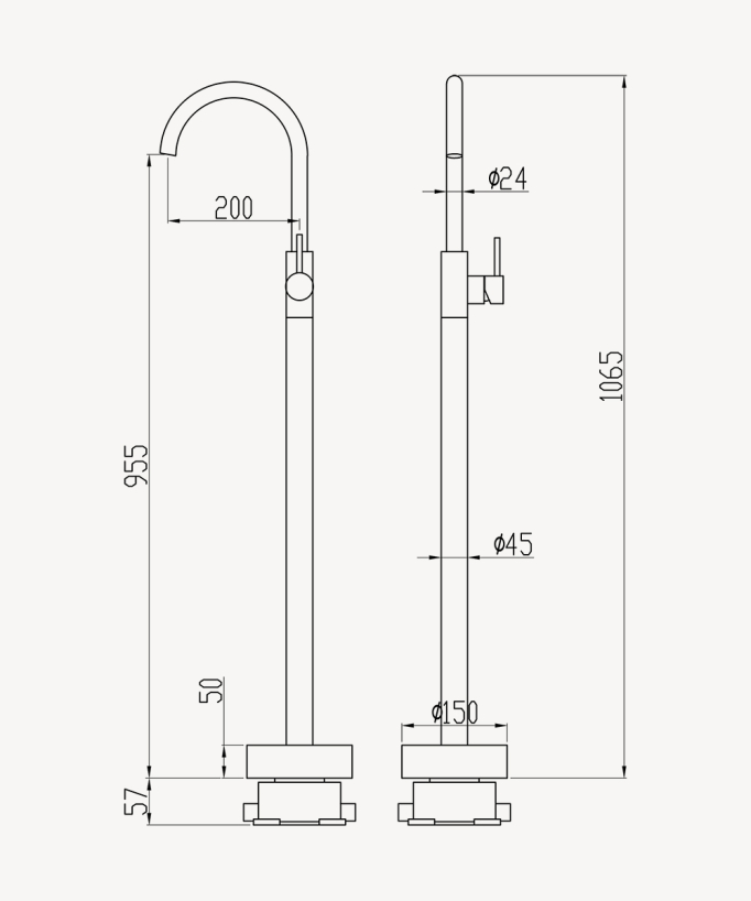 Rubinetto miscelatore vasca monocolonna Moka spazzolato - Corbeau