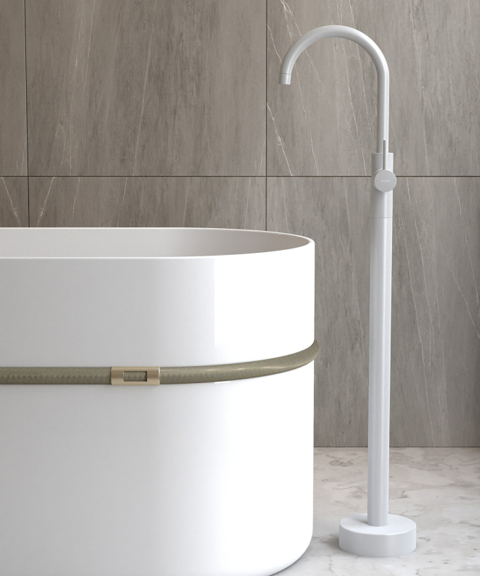 Rubinetto miscelatore vasca monocolonna bianco - Corbeau - small