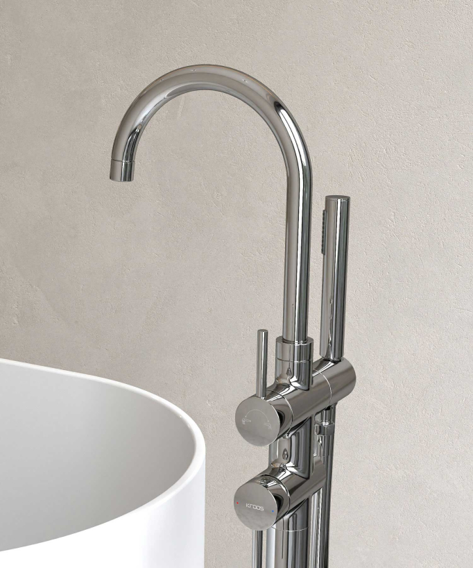 Rubinetto miscelatore per vasca-doccia a pavimento Cromato - Corbeau