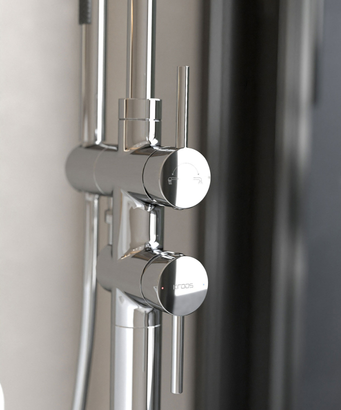 Rubinetto miscelatore per vasca-doccia a pavimento Cromato - Corbeau