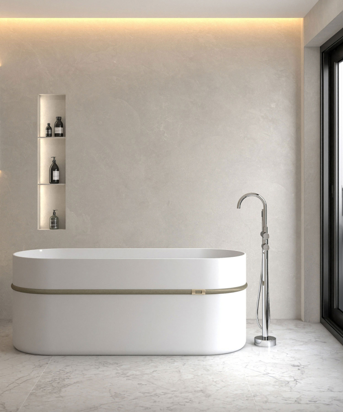 Rubinetto miscelatore per vasca-doccia a pavimento Cromato - Corbeau