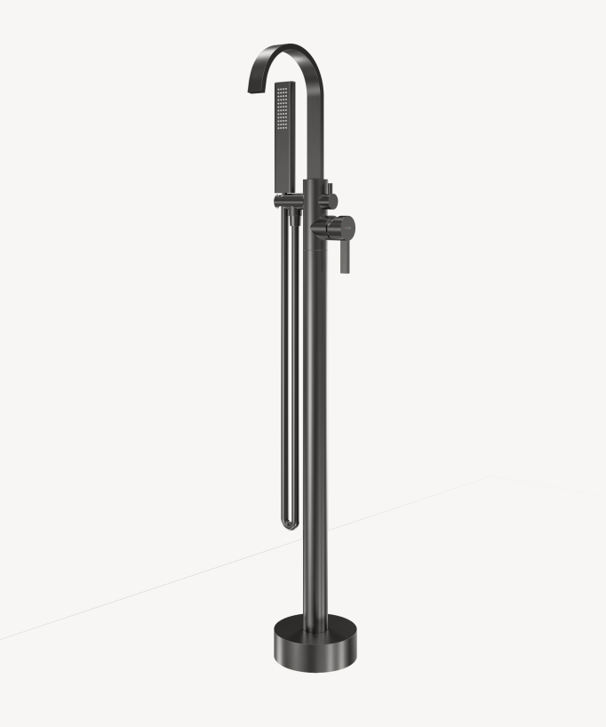 Rubinetto miscelatore da bagno e doccia da pavimento Gun metal - Fiumina