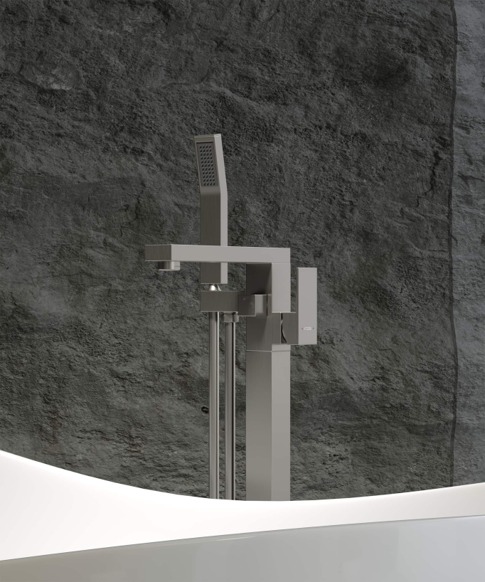 Miscelatore per vasca-doccia monocolonna Nichel spazzolato - Sirius