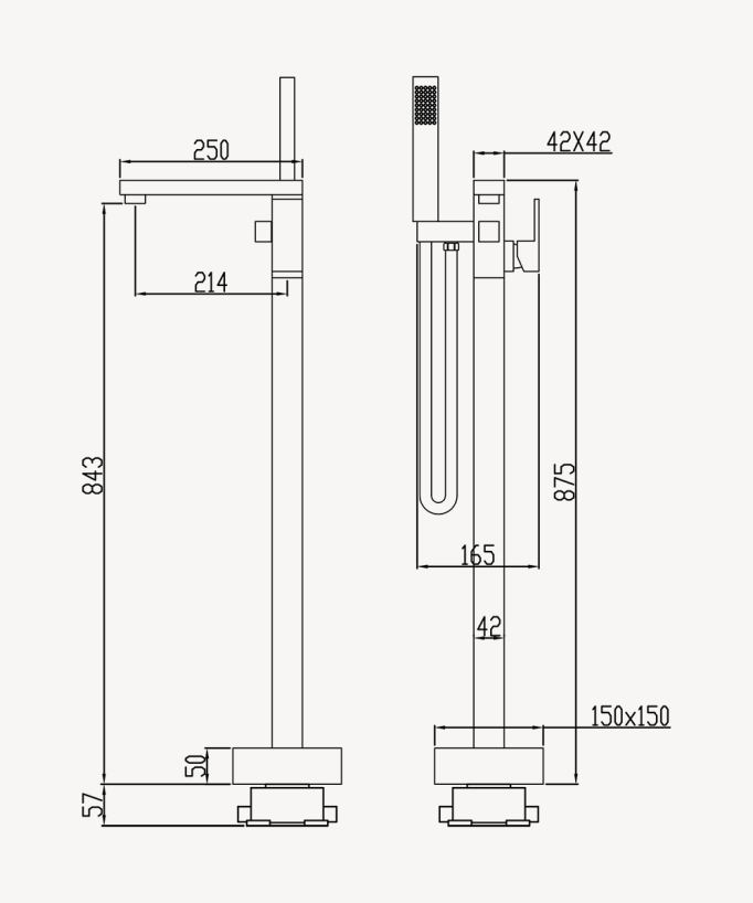Miscelatore per vasca-doccia monocolonna Nichel spazzolato - Sirius