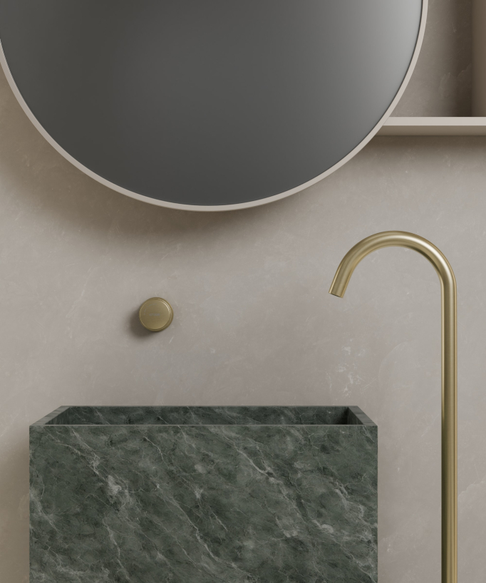 Miscelatore lavabo monocolonna senza regolazione portata Dorato spazzolato - Leros