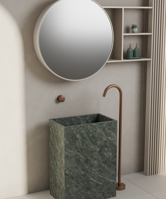 Miscelatore lavabo monocolonna senza regolazione portata Oro rosa spazzolato - Leros