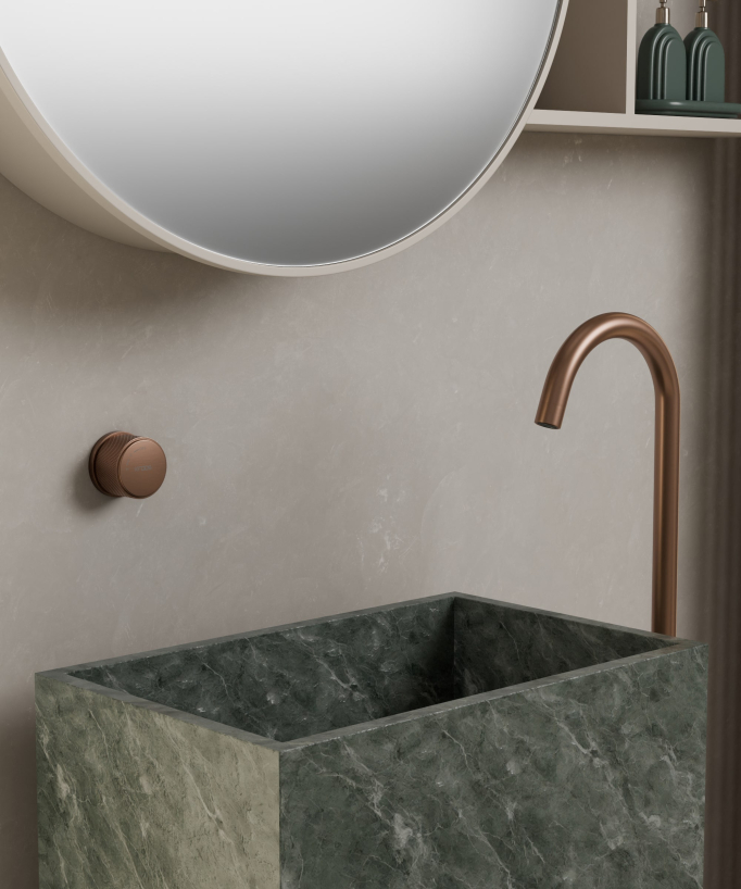 Miscelatore lavabo monocolonna senza regolazione portata Oro rosa spazzolato - Leros