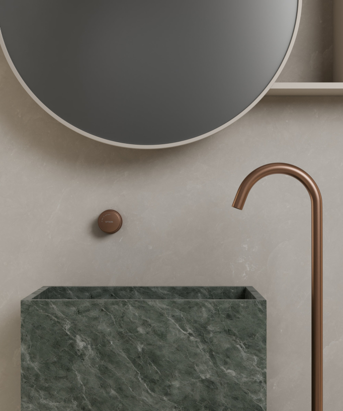 Miscelatore lavabo monocolonna senza regolazione portata Oro rosa spazzolato - Leros