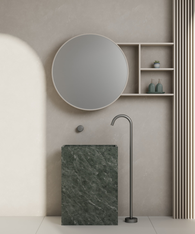 Miscelatore lavabo monocolonna senza regolazione portata Gun metal - Leros