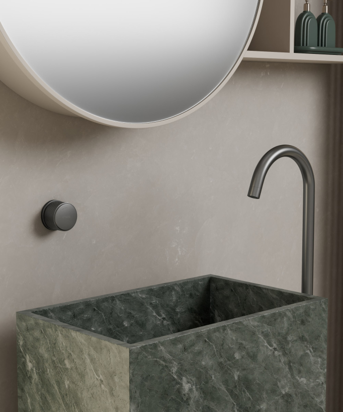 Miscelatore lavabo monocolonna senza regolazione portata Gun metal - Leros