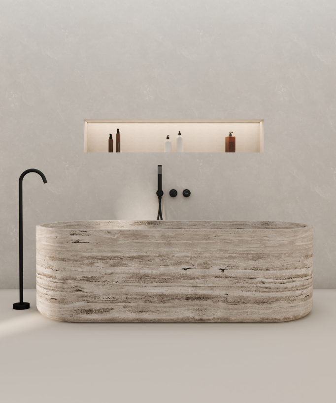 Miscelatore vasca a pavimento e incasso Nero - Leros