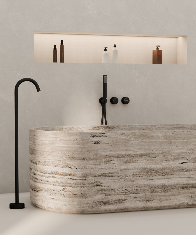 Miscelatore vasca a pavimento e incasso Nero - Leros