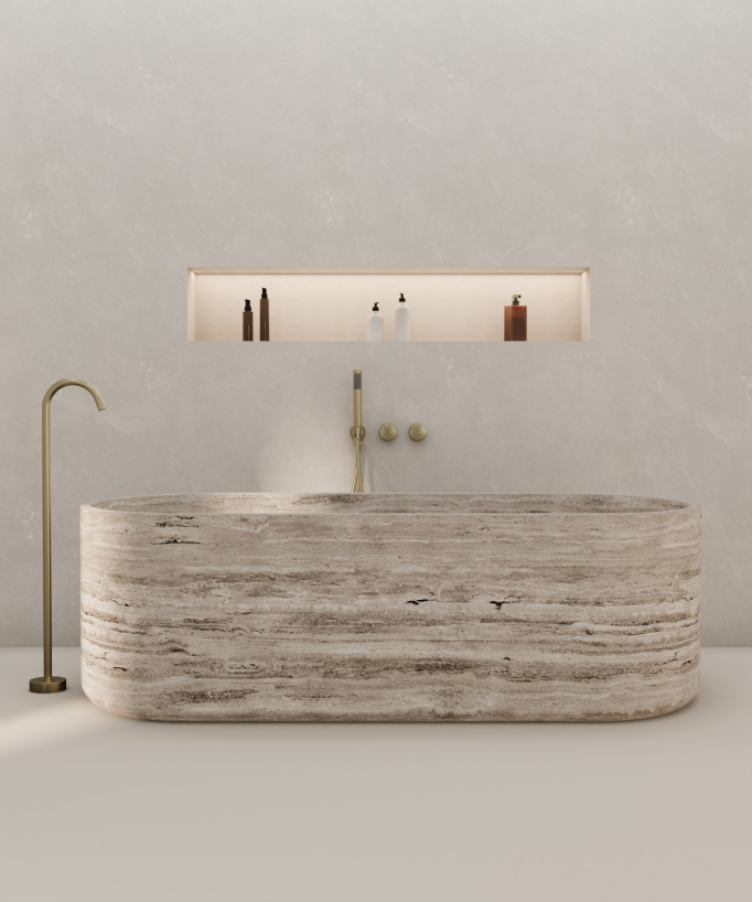 Miscelatore vasca a pavimento e incasso Dorato spazzolato - Leros