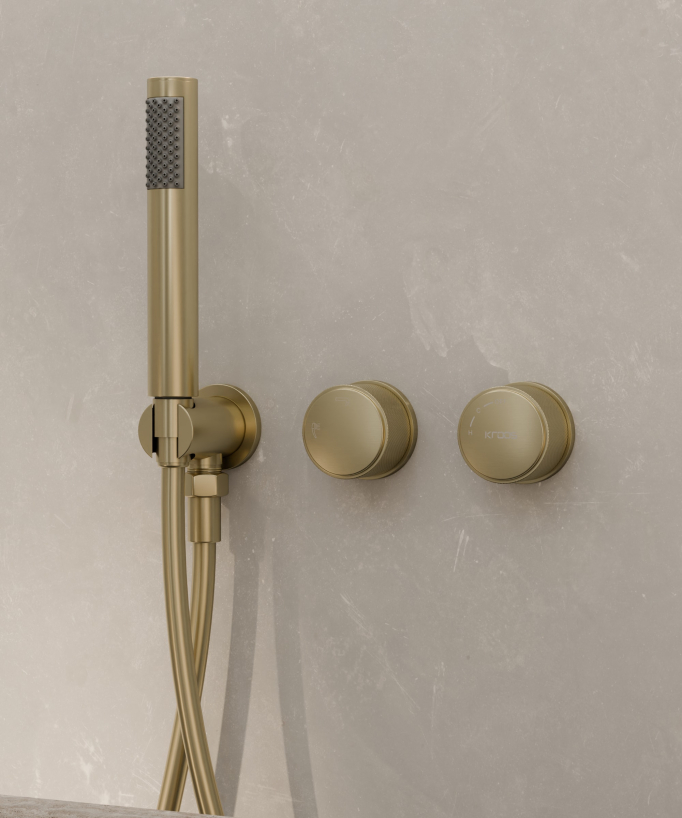 Miscelatore vasca a pavimento e incasso Dorato spazzolato - Leros