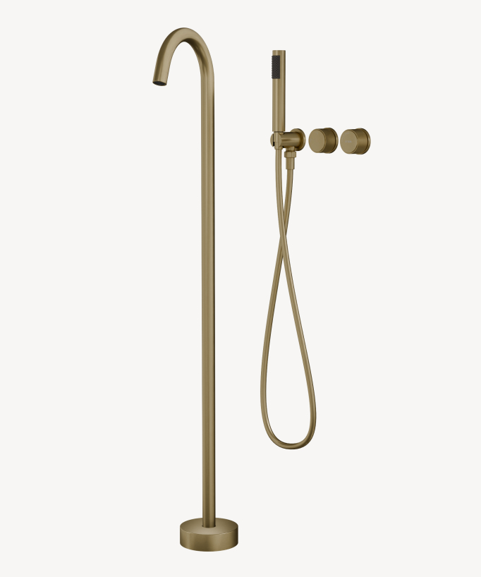 Miscelatore vasca a pavimento e incasso Dorato spazzolato - Leros