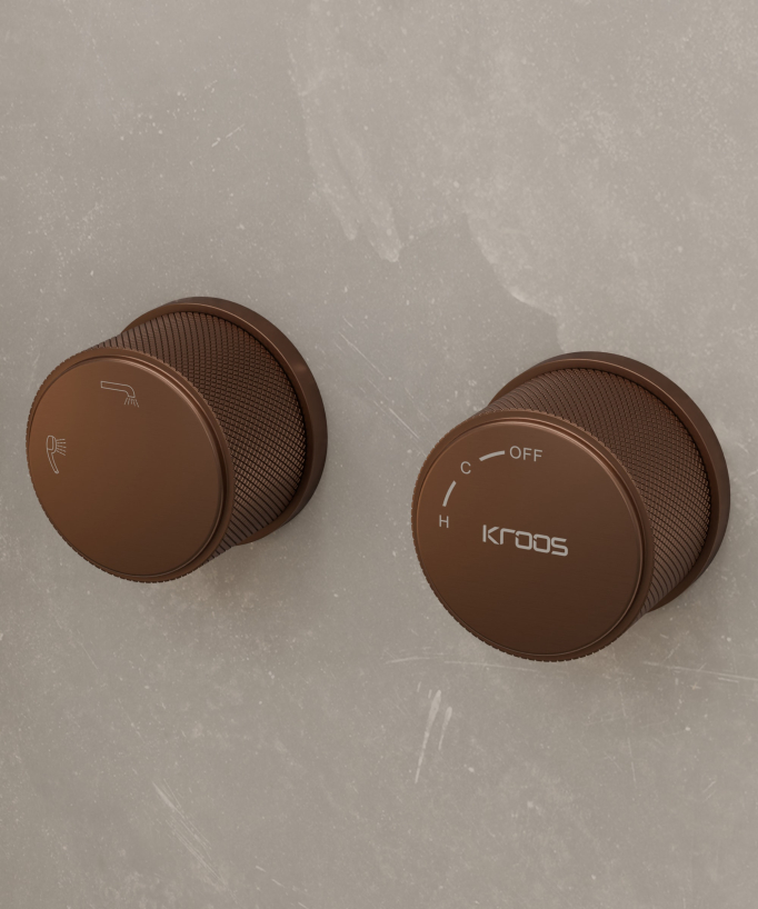 Miscelatore vasca a pavimento e incasso Oro rosa spazzolato - Leros