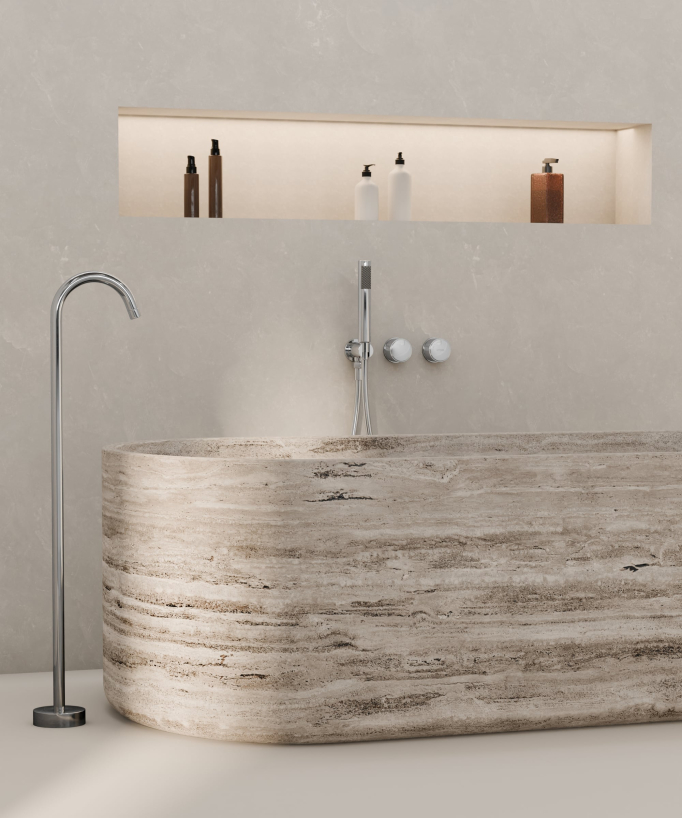 Miscelatore vasca a pavimento e incasso Cromato - Leros