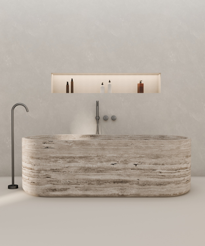 Miscelatore vasca a pavimento e incasso Gun metal - Leros