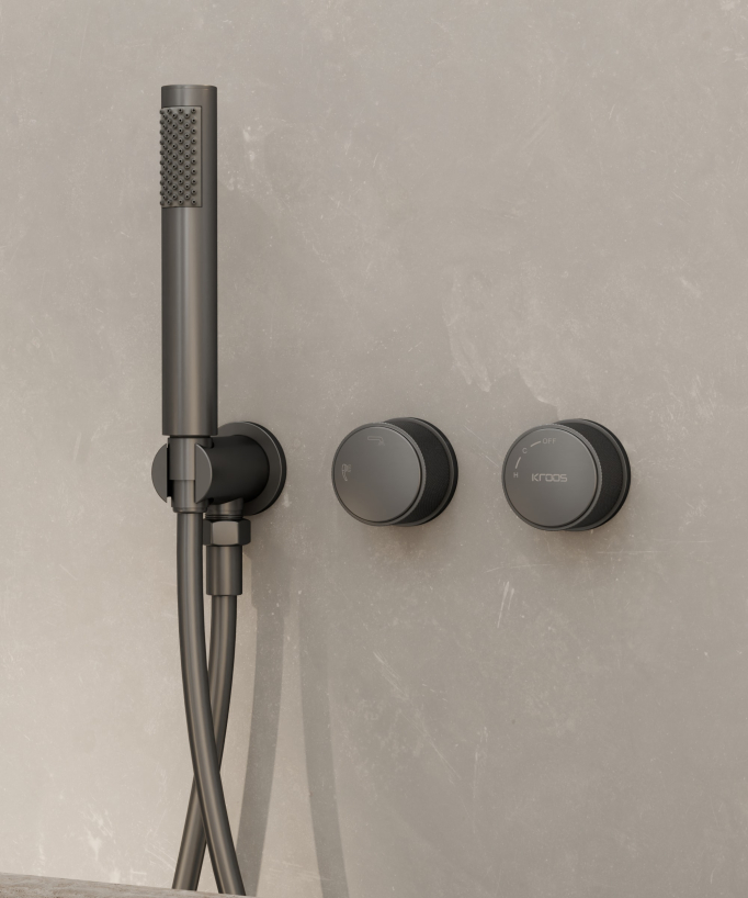 Miscelatore vasca a pavimento e incasso Gun metal - Leros