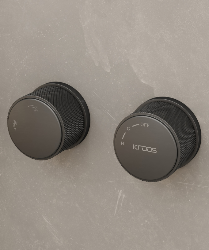 Miscelatore vasca a pavimento e incasso Gun metal - Leros