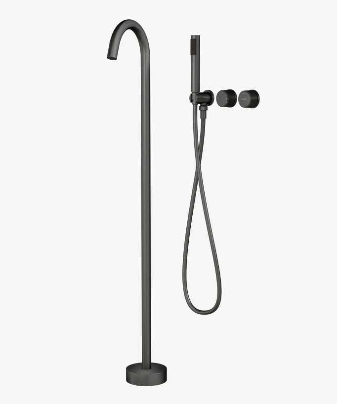 Miscelatore vasca a pavimento e incasso Gun metal - Leros