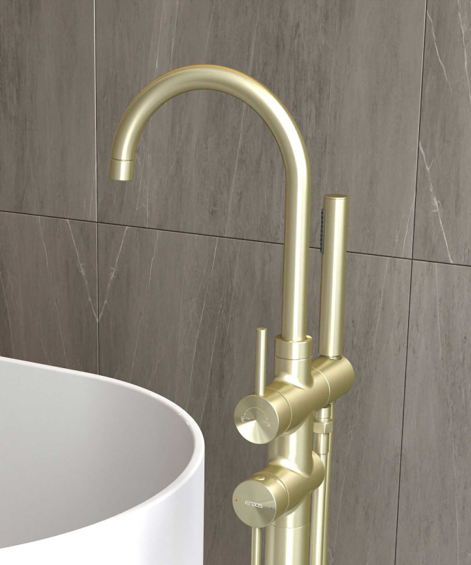 Rubinetto miscelatore per vasca-doccia a pavimento Dorato spazzolato - Corbeau