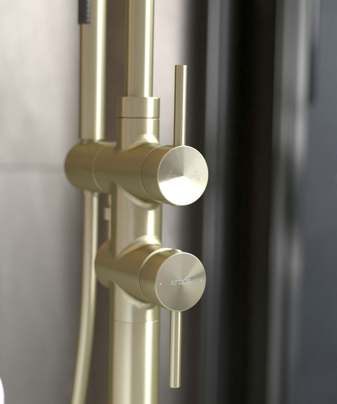 Rubinetto miscelatore per vasca-doccia a pavimento Dorato spazzolato - Corbeau