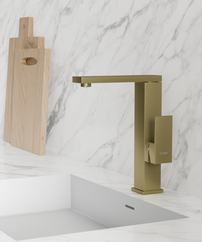 Rubinetto miscelatore lavello dorato spazzolato - Sirius