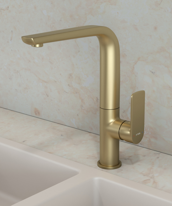Rubinetto miscelatore lavello oro spazzolato - Nunki - small
